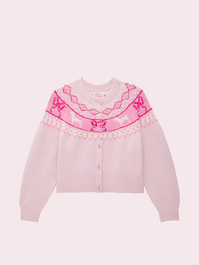 Buy PINK x LoveShackFancy Boxy Cardigan, Pink Tulip Fairisle - Order Sweaters online - PINK US | Victoria's Secret (US / CA )