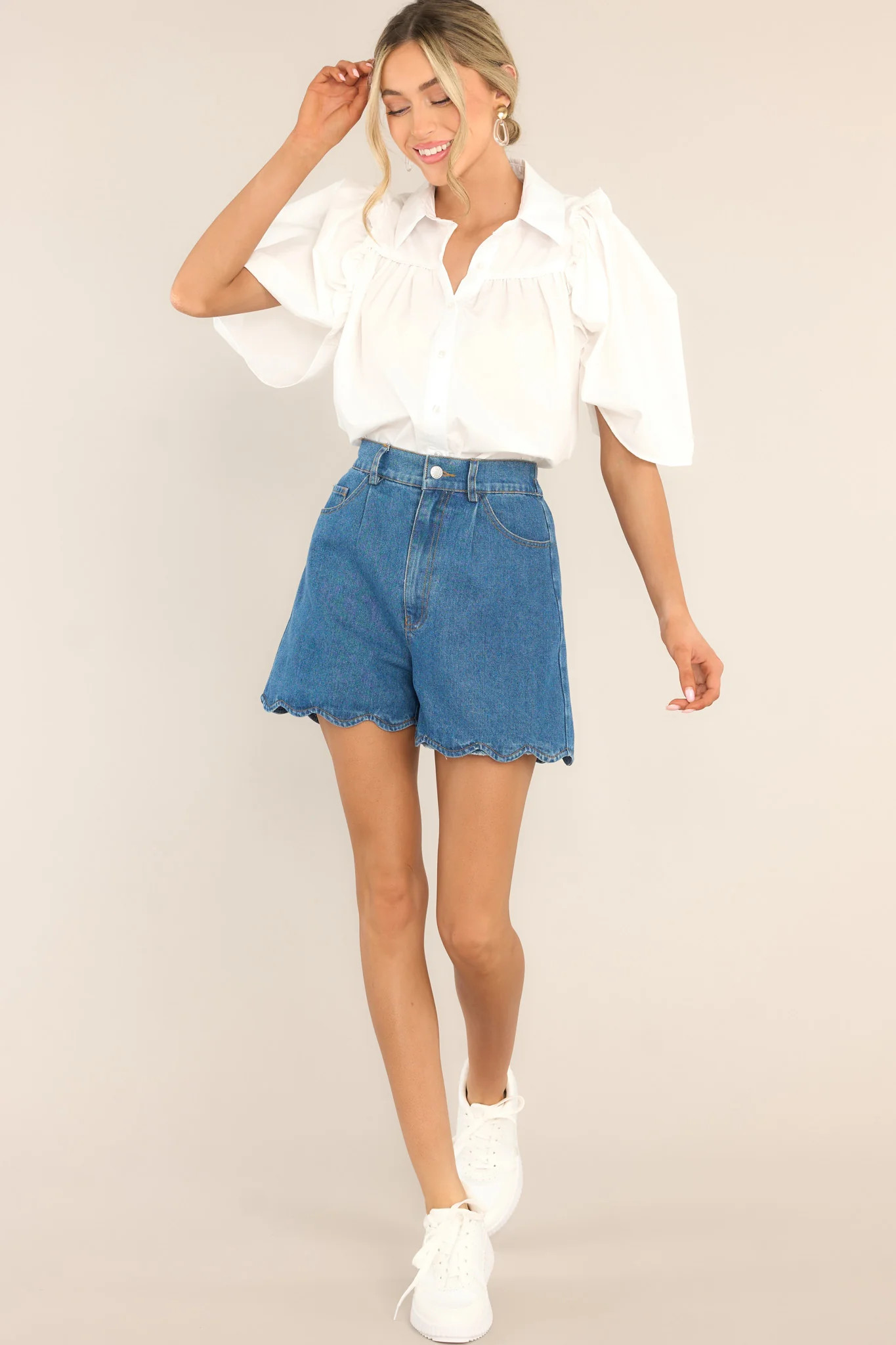 True Radiance White Button Front Top | Red Dress 