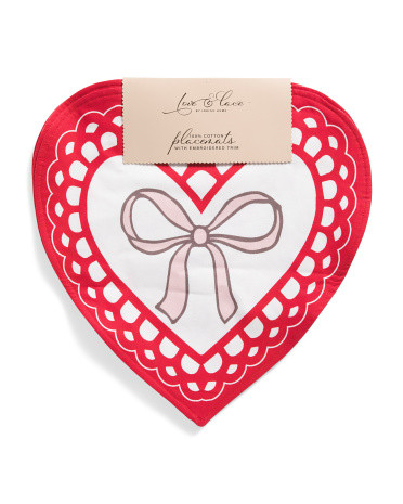 Set Of 4 Heart Shaped Reversible Placemats | Cotton | Marshalls