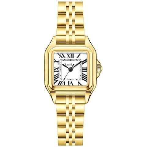 CHEETAH Gold Watches for Women with Small Vintage Bracelet, Rectangular Case Roman Dial | Amazon (US)