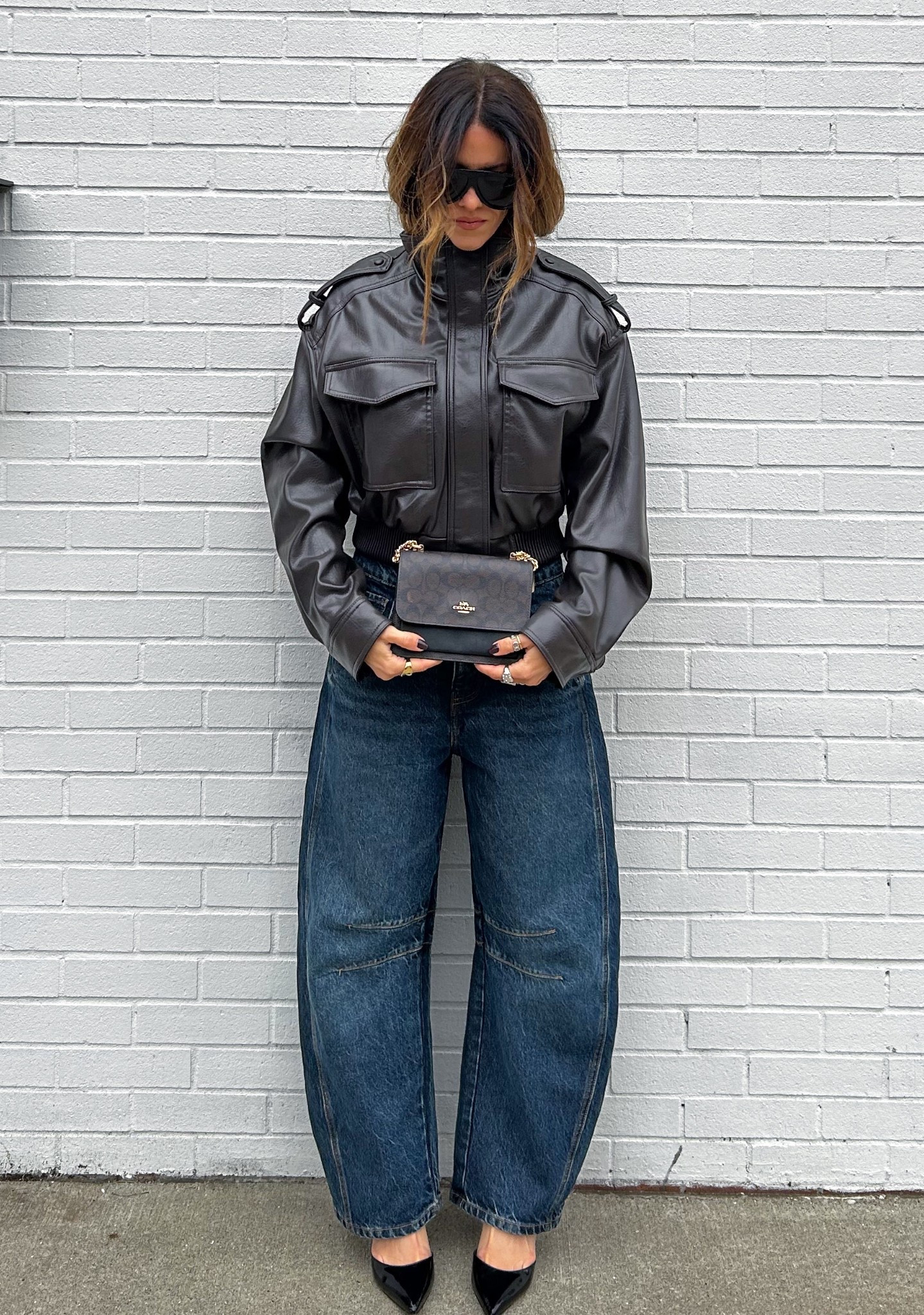 Wearing my tts in both! Chic fall outfit with my favorite vegan bomber jacket and barrel denim! 
Bomber is from Zara style 4749701832

#LTKHoliday #LTKItBag #LTKStyleTip