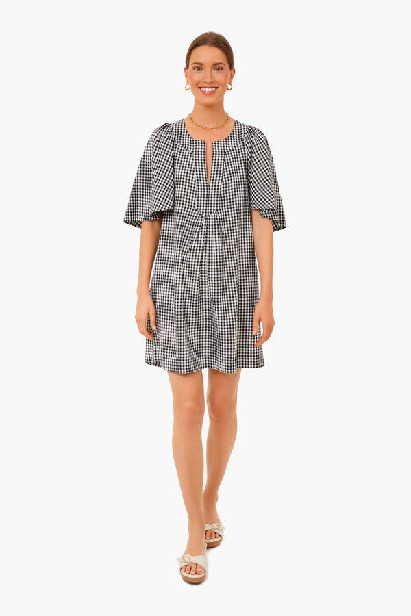 Black Gingham Finley Flutter Sleeve Dress | Tuckernuck (US)