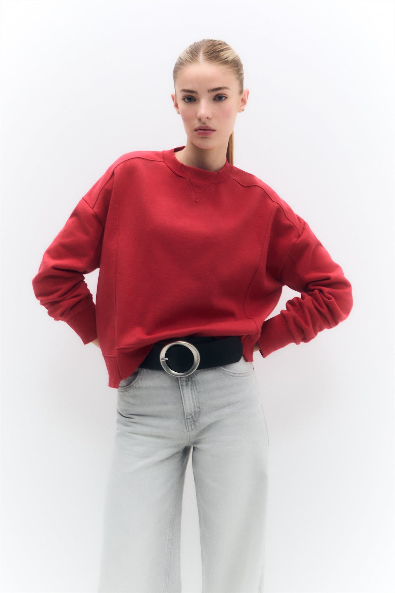 Rode sweater met naden | PULL and BEAR NL