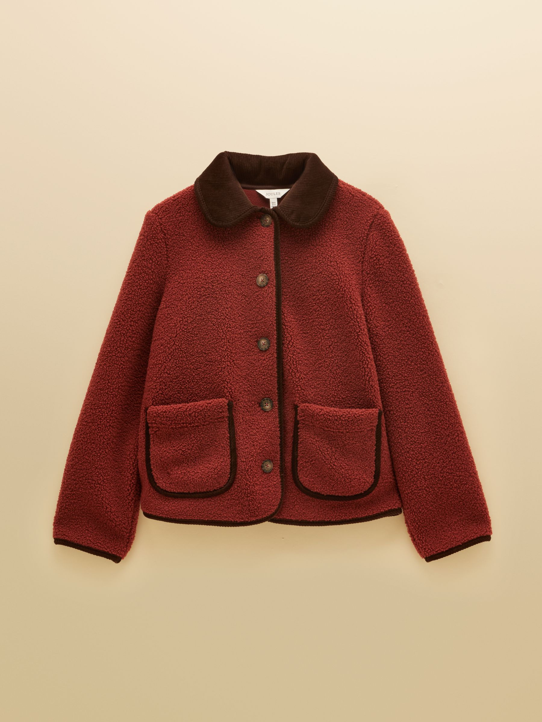 Sadie Burnt Orange Button Through Fleece Jacket | Joules | Joules