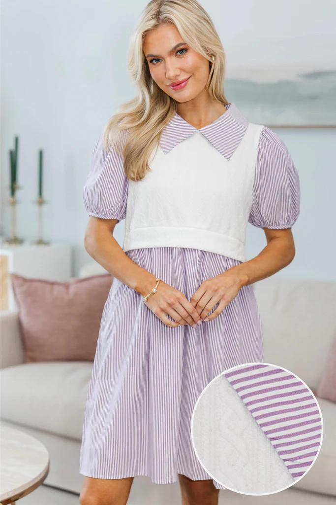 NURSING COLLECTION: Our Little Moment Plum Striped Dress | The Mint Julep Boutique