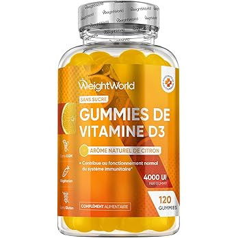 Vitamine D3 4000 UI Cholécalciférol, 120 Gummies pour 8 Mois sans Sucre, Vitamine D Gummies à ... | Amazon (FR)