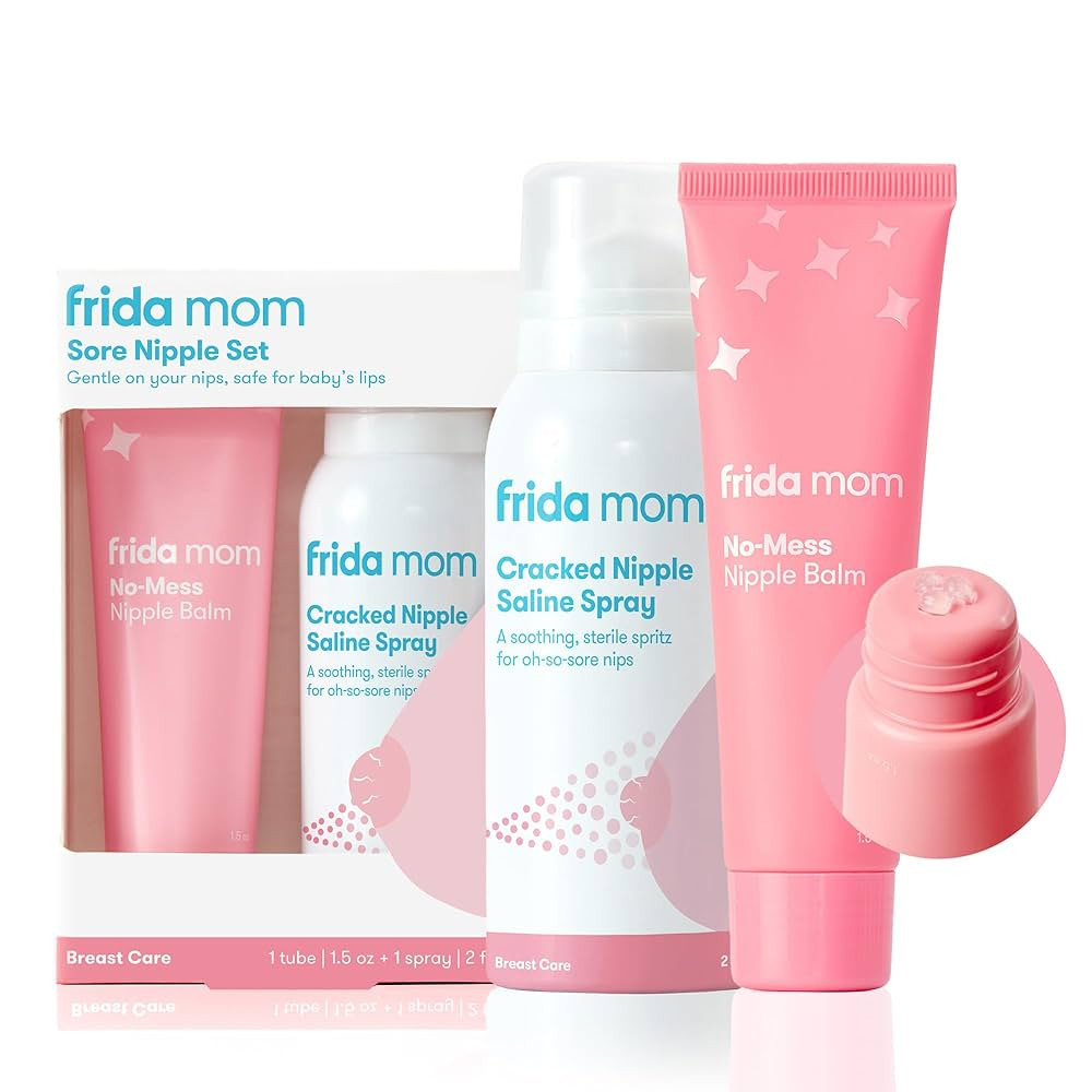 Frida Mom Nipple Cream and Saline Spray Set, Breastfeeding Essentials for New Moms, Cracked Nippl... | Amazon (US)