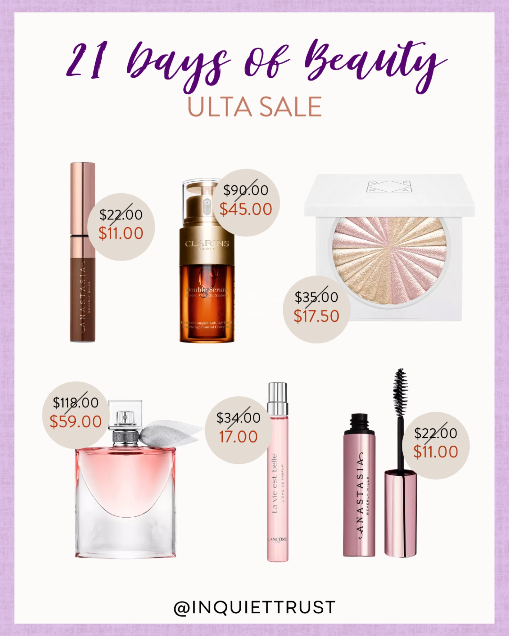 Ulta's 21 days of beauty sale today includes products from Clarins, Anastasia, and more!

#onsaletoday #skincaremusthaves #beautypicks #makeupessentials

#LTKU #LTKsalealert #LTKbeauty