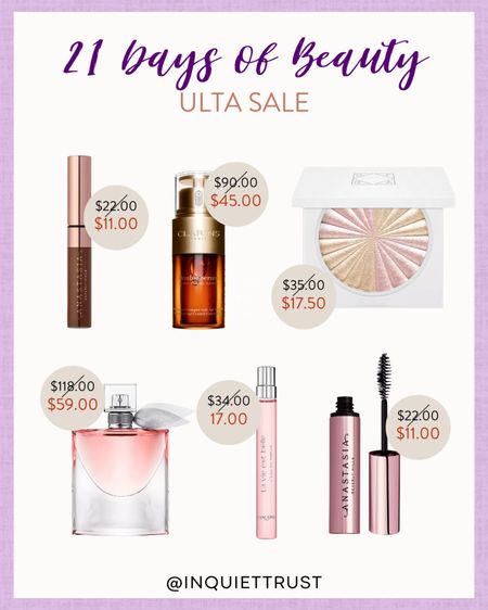Ulta's 21 days of beauty sale today includes products from Clarins, Anastasia, and more!

#onsaletoday #skincaremusthaves #beautypicks #makeupessentials

#LTKU #LTKsalealert #LTKbeauty