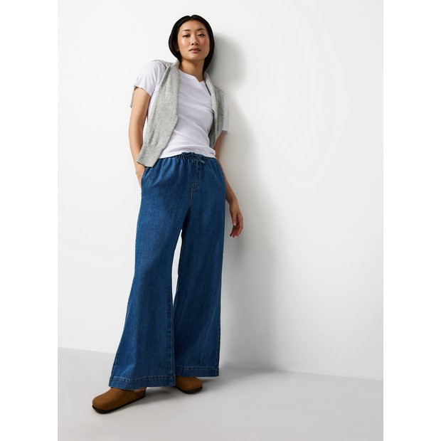 Wide Pull On Co-ord Denim Joggers 12L | Tu Clothing