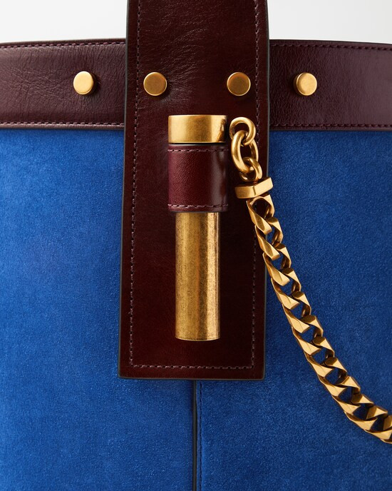 Pivot Small Suede Bucket Bag | Versace (US)