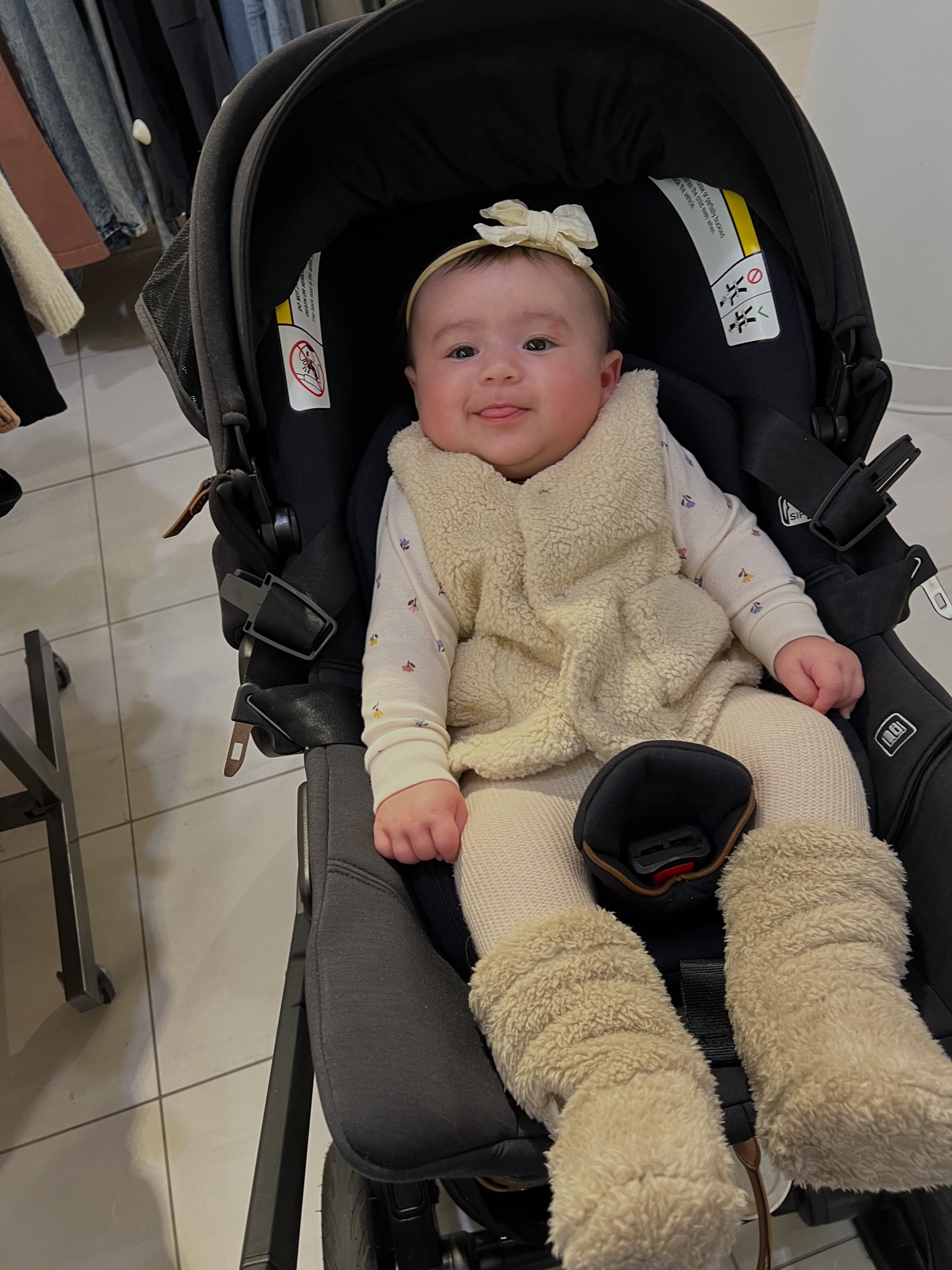 The cutest winter baby outfit! 
bodysuit 
Sherpa baby vest 
Footed pants in color almond 
Baby booties 
Baby girl outfits 






#LTKHoliday #LTKBaby #LTKBump