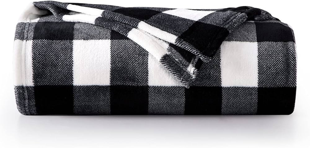 Christmas Fleece Blanket Twin Size Nap Blanket for Office Couch Buffalo Plaid Check Gingham Velve... | Amazon (US)