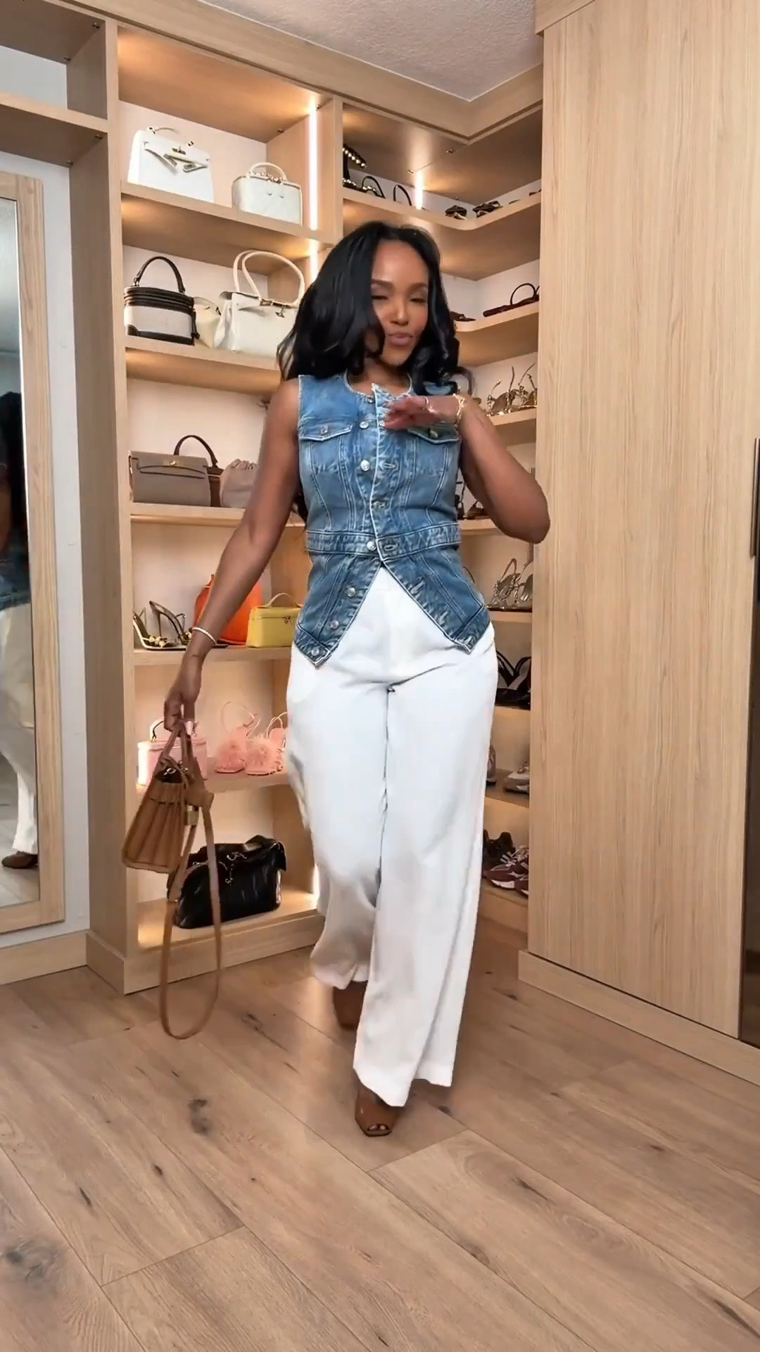 Scroll to shop 🩵 Living for this effortless spring look featuring tailored white trousers styled with a structured denim vest and neutral accessories! 

#LTKPetite #LTKdayinmylife #LTKootd

#LTKootd #LTKgrwm #LTKdayinmylife