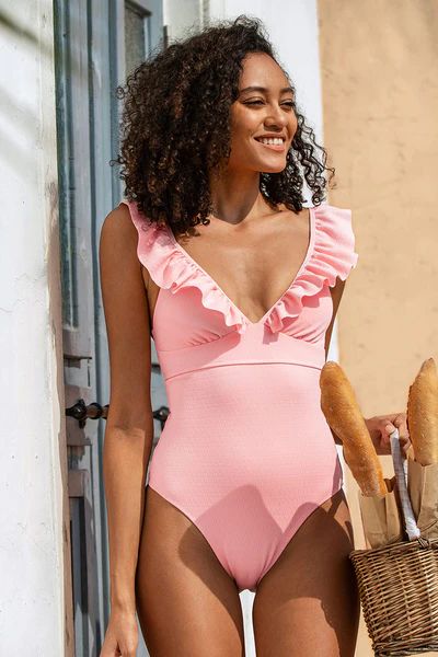 Love Story Lace Up Ruffle One Piece Swimsuit | Cupshe