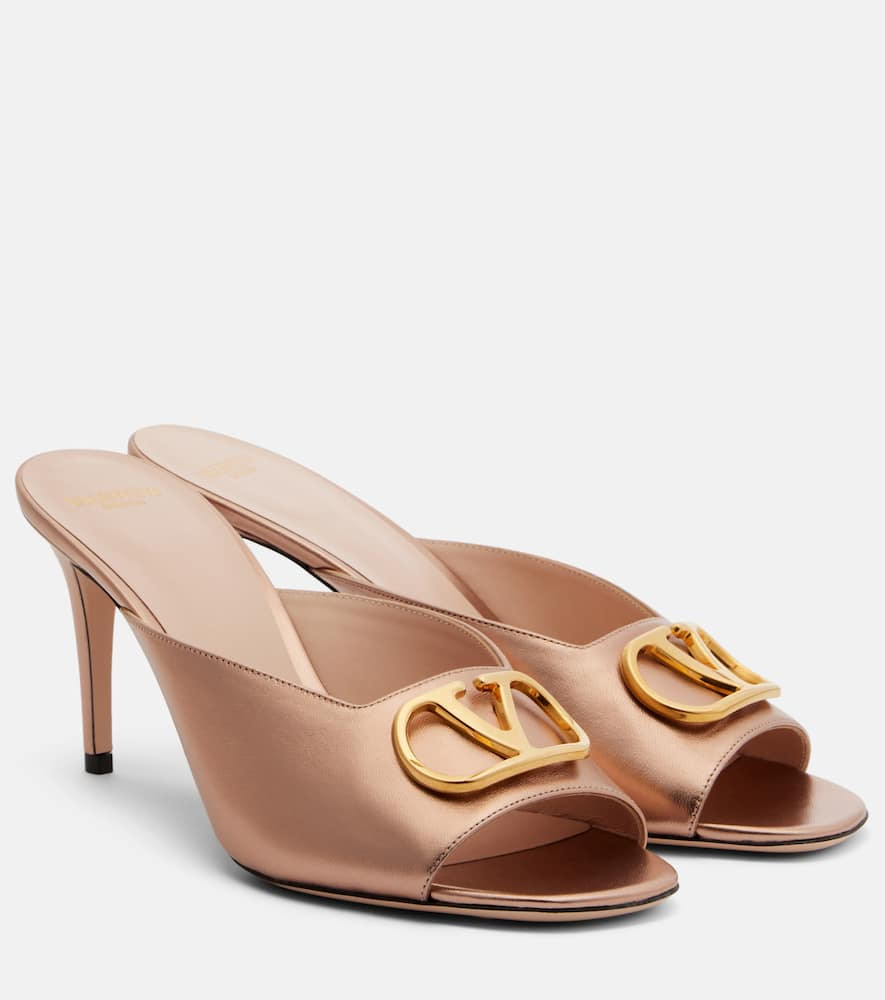 Valentino Garavani VLogo metallic leather mules | Mytheresa (US/CA)