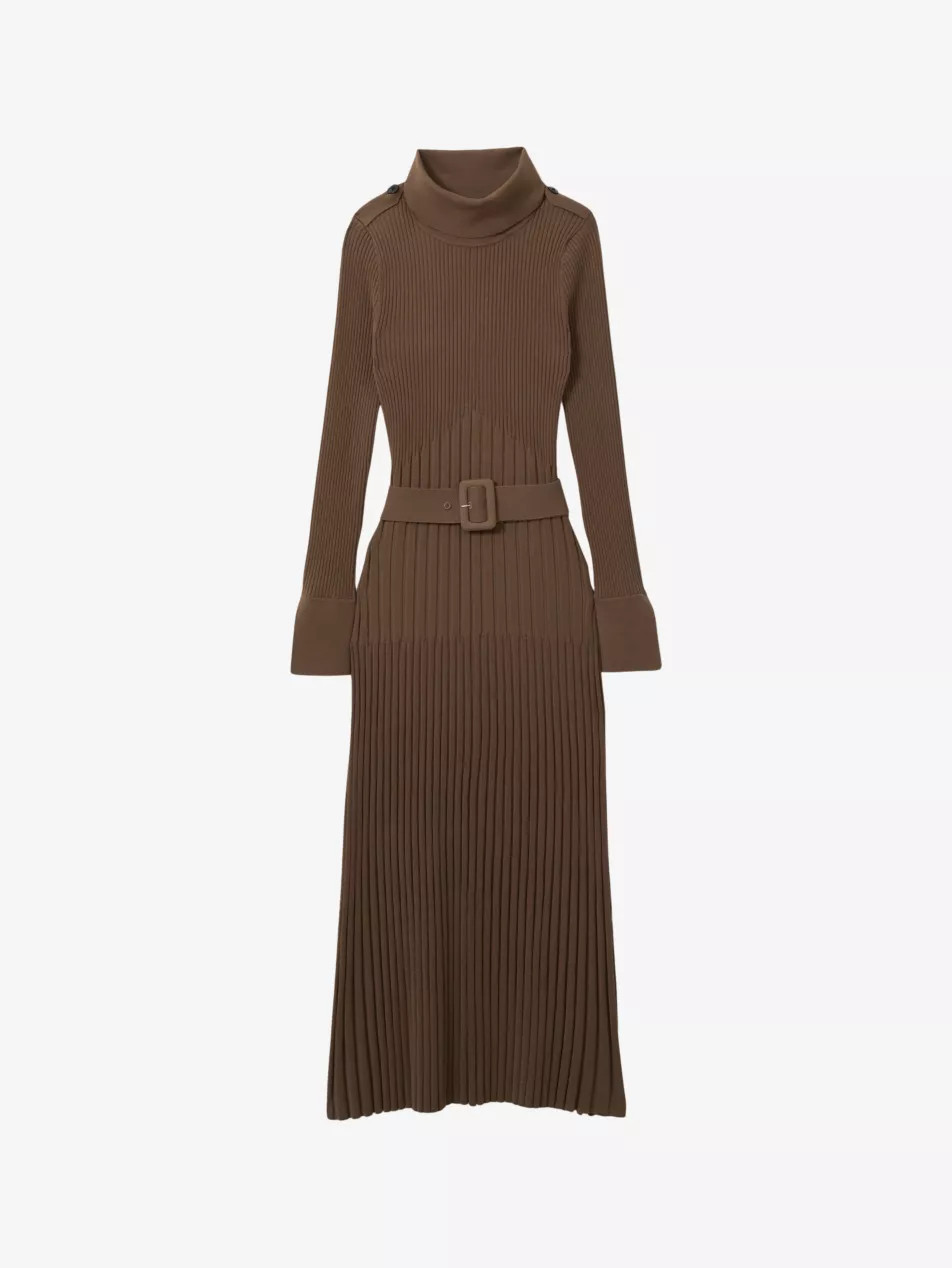 Vinette funnel-neck slim-fit ribbed stretch-knit midi dress | Selfridges