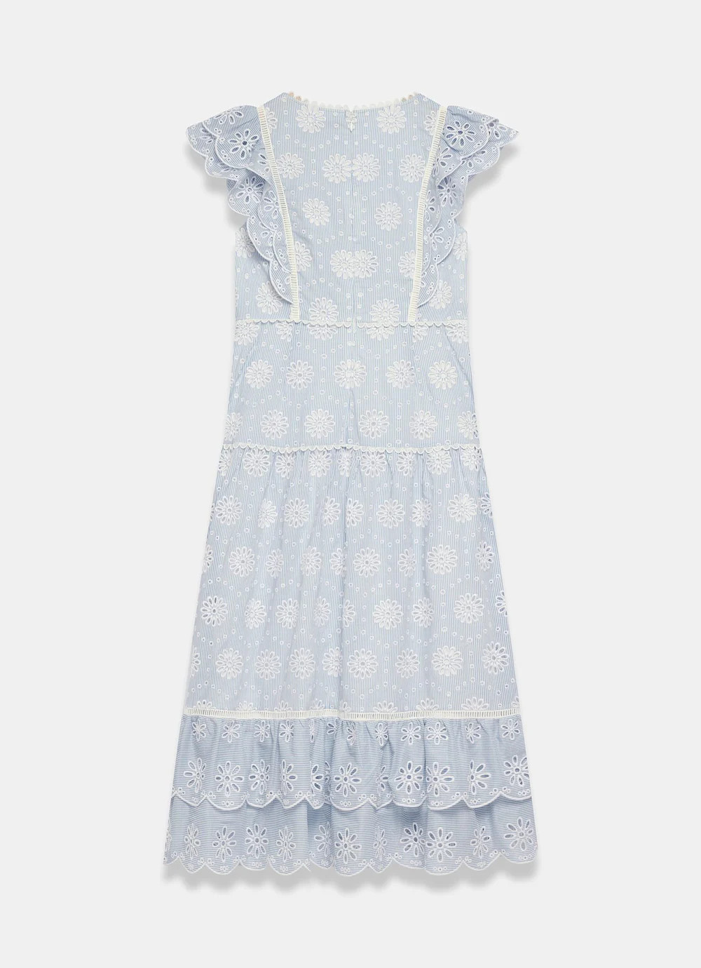 Blue Striped Broderie Midi Dress | Mint Velvet