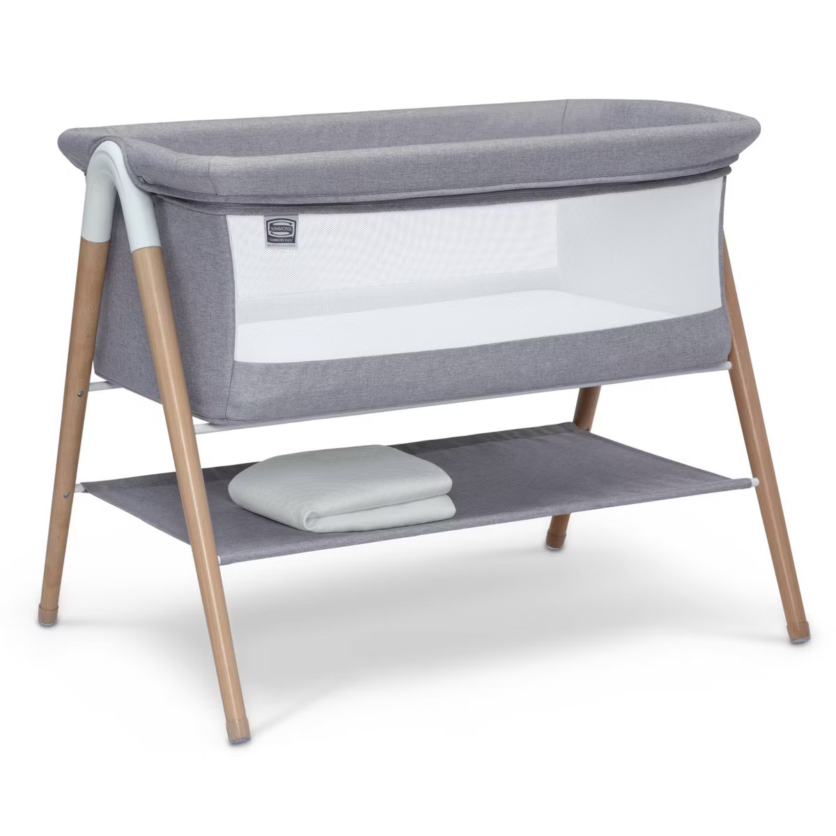 Simmons Kids' Koi Beechwood By the Bed Bassinet - Dove Gray | Target