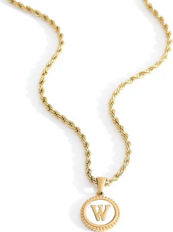 Mother of Pearl Disc Letter with Rope Chain Necklace | Nordstrom