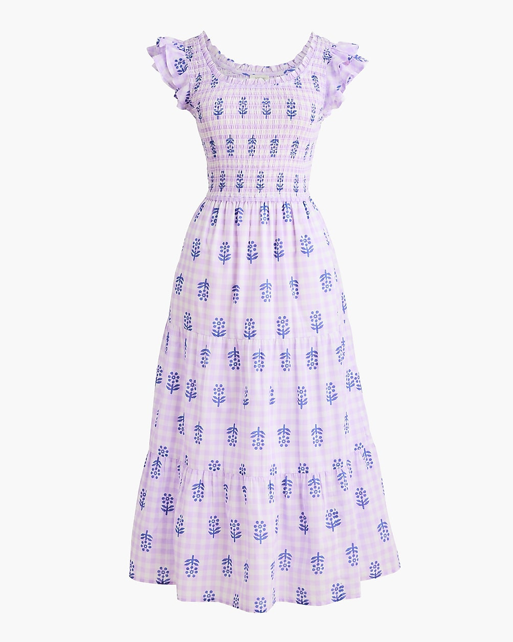 Ruffle-sleeve smocked midi dress | J.Crew Factory