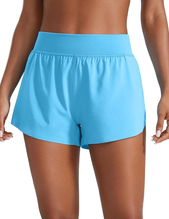CRZ YOGA High Waisted Dolphin Athletic Running Shorts for Women 3" High Split Comfy Mesh Liner fo... | Amazon (US)