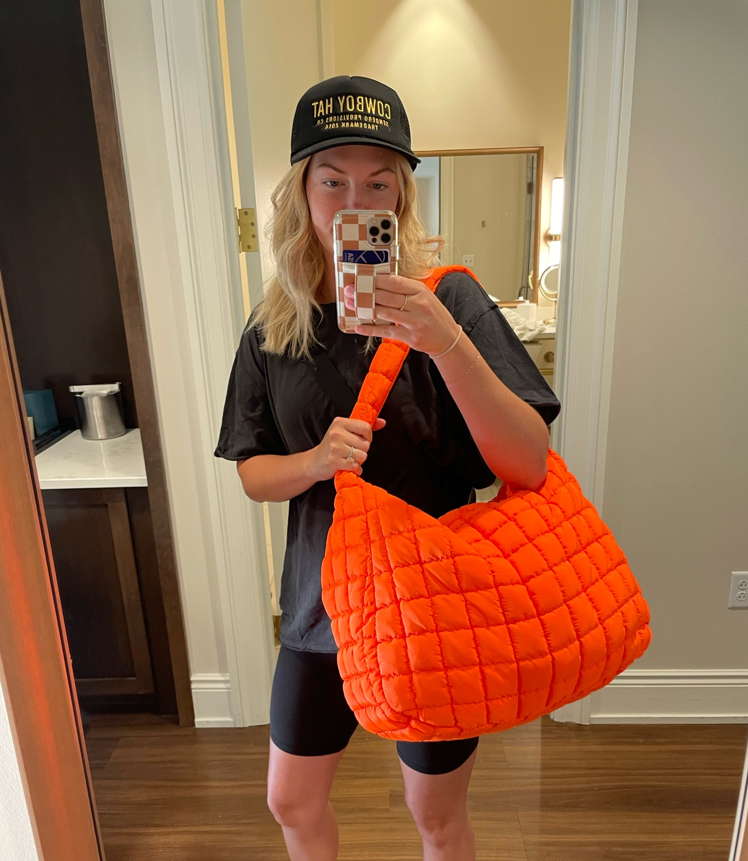 Orange overnight bag 