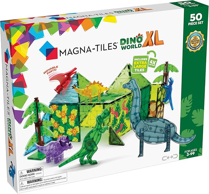 MAGNA-TILES Dino World XL 50-Piece Magnetic Construction Set, The ORIGINAL Magnetic Building Bran... | Amazon (US)