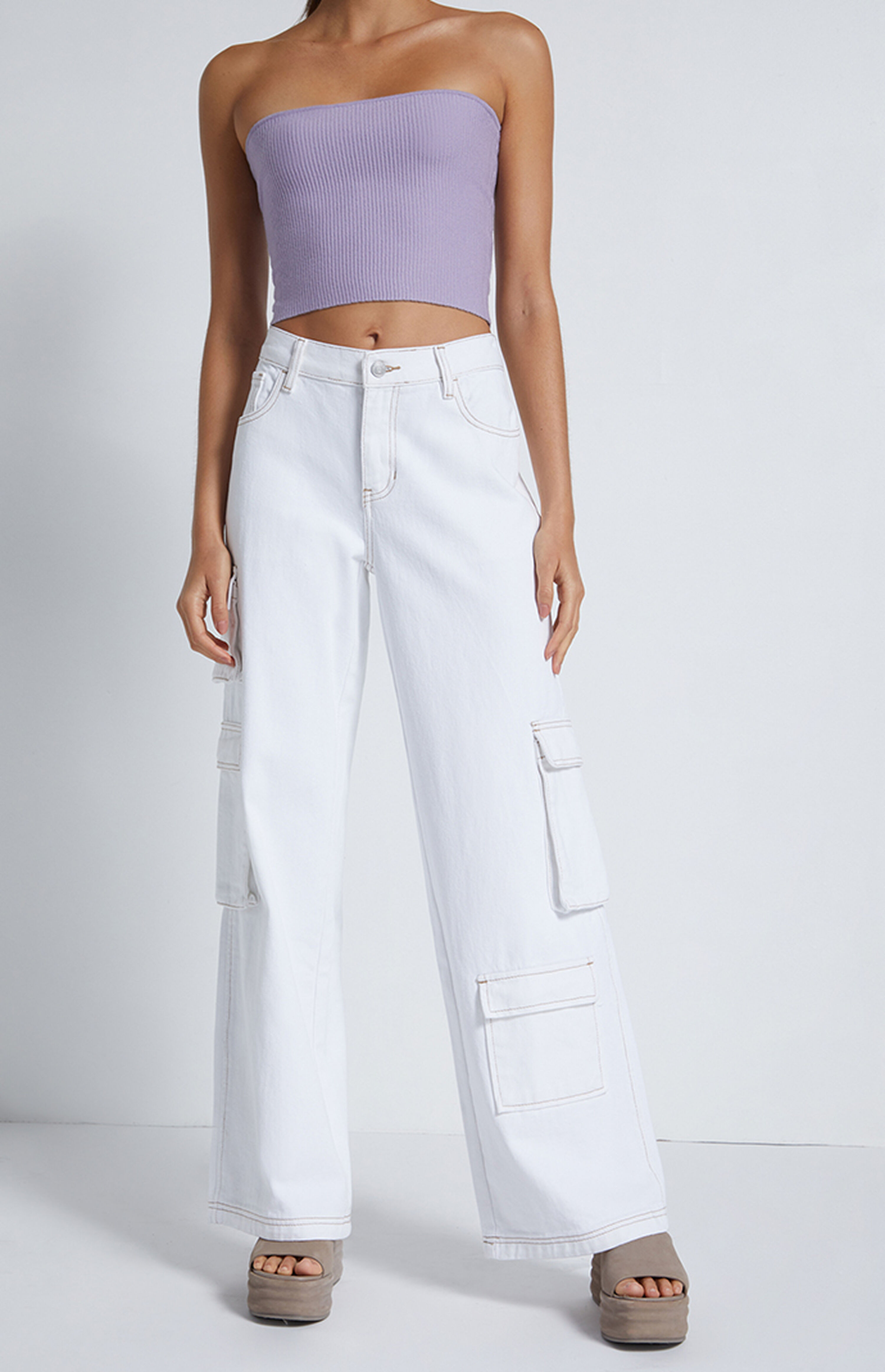 PacSun Off White Baggy Cargo Pants | PacSun