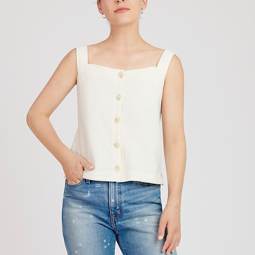 Textured button-front tank | J.Crew US