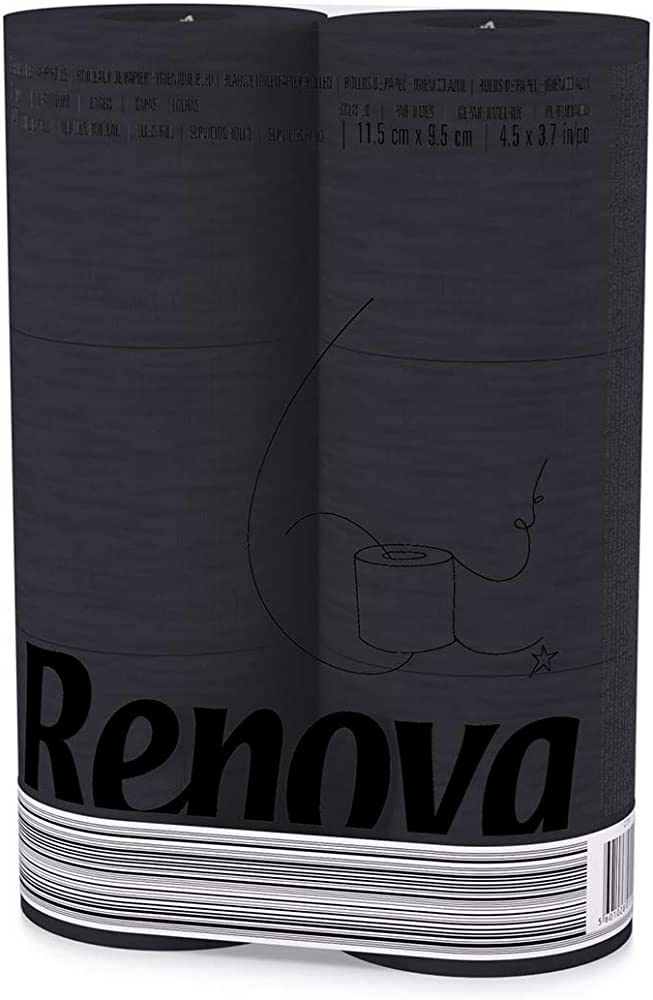 Renova H&PC-53742 3 Ply Soft Black Toilet Loo Tissue (6 Pack) | Amazon (US)