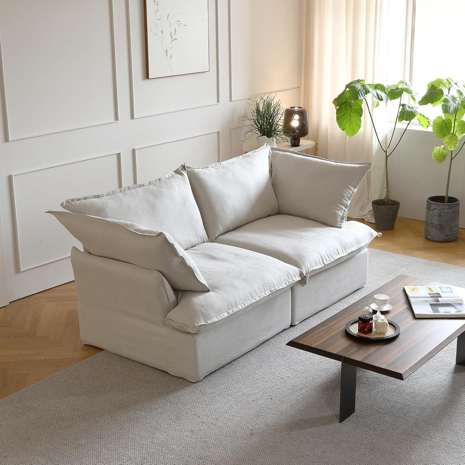 Modular Linen Sectional Sofa Couches for Living Room, 123 Inch Large Upholstered Modular 3 Deep S... | Amazon (US)