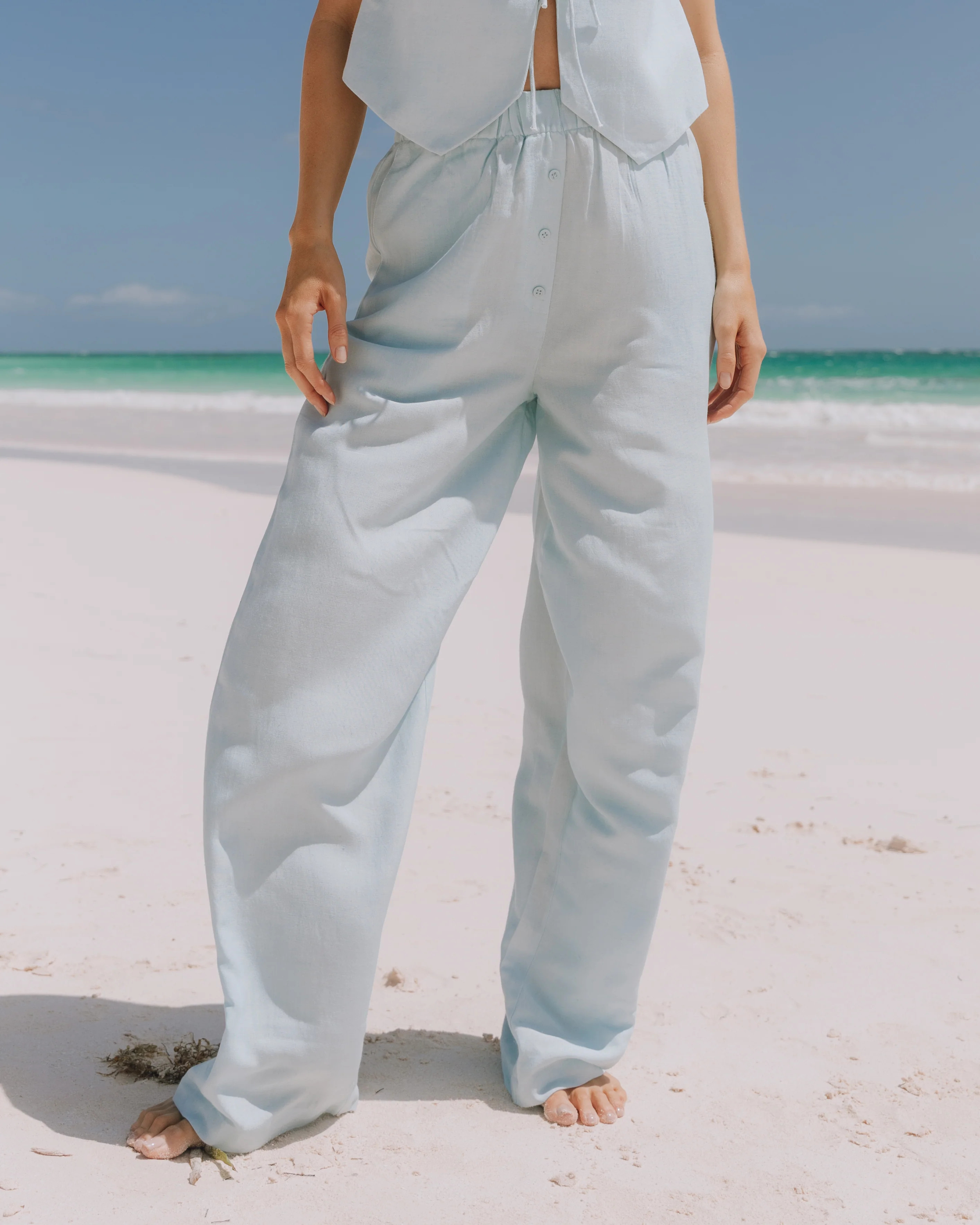 Linen Resort Pants - Light Blue | Daily Drills
