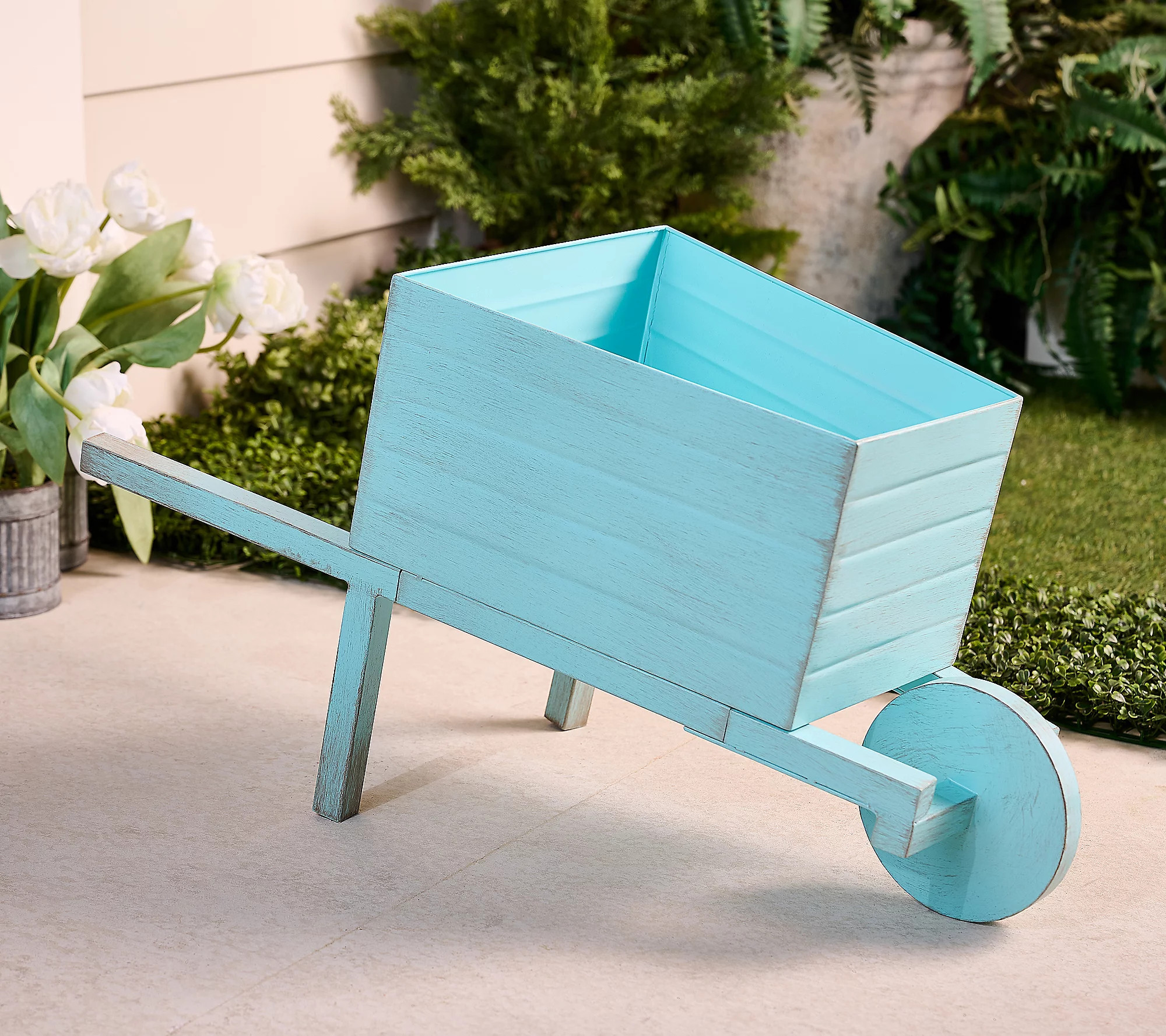 As Is Girl Next Door Wheelbarrow Flower Planter | QVC