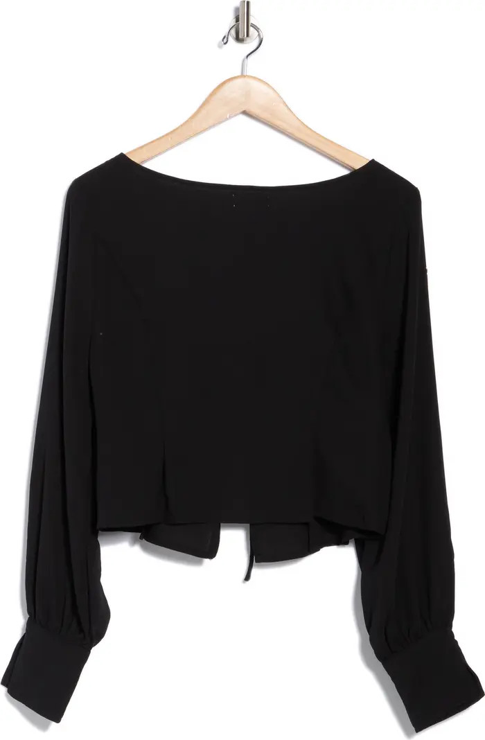 Leith Tie Front Crepe Long Sleeve Top | Nordstromrack | Nordstrom Rack
