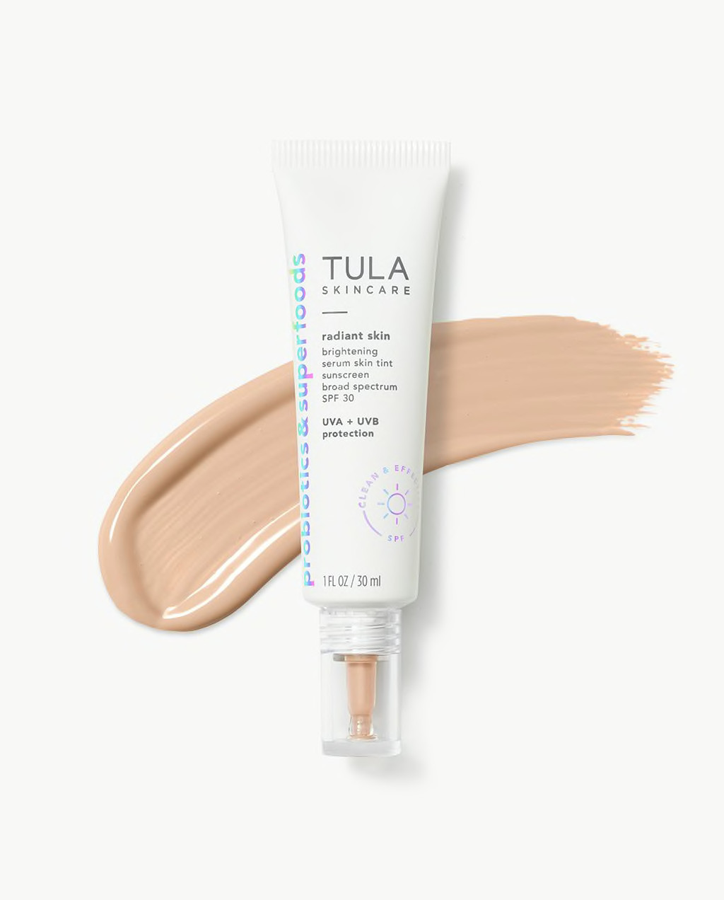 brightening serum skin tint sunscreen broad spectrum SPF 30 | Tula Skincare