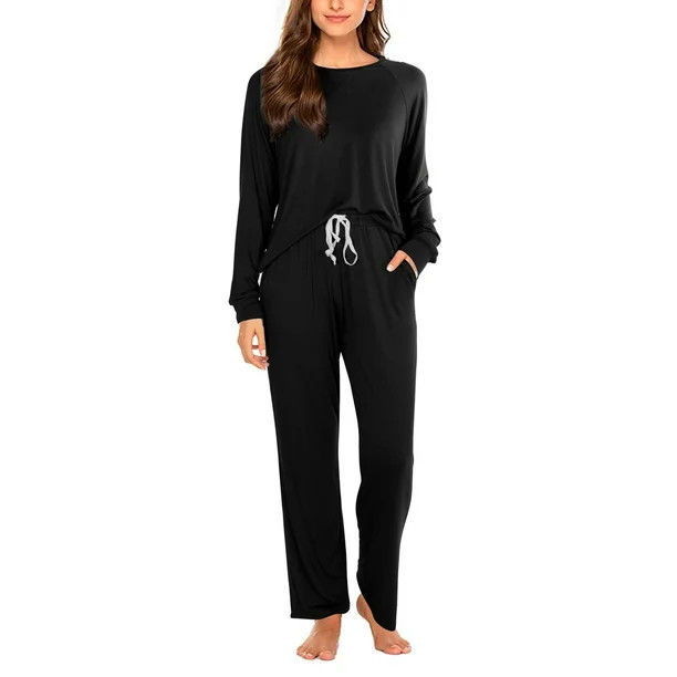 Plus Size Pajama Set for Women Long Sleeve Sleepwear Soft Pjs Lounge Sets with Pockets | Walmart (US)