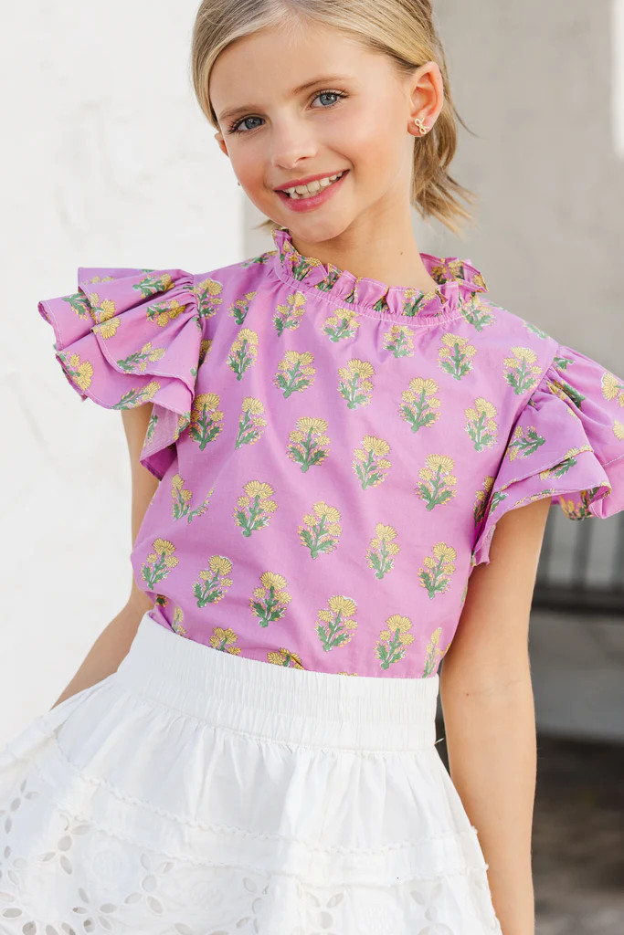 Girls: On My Heart Pink Medallion Blouse | The Mint Julep Boutique