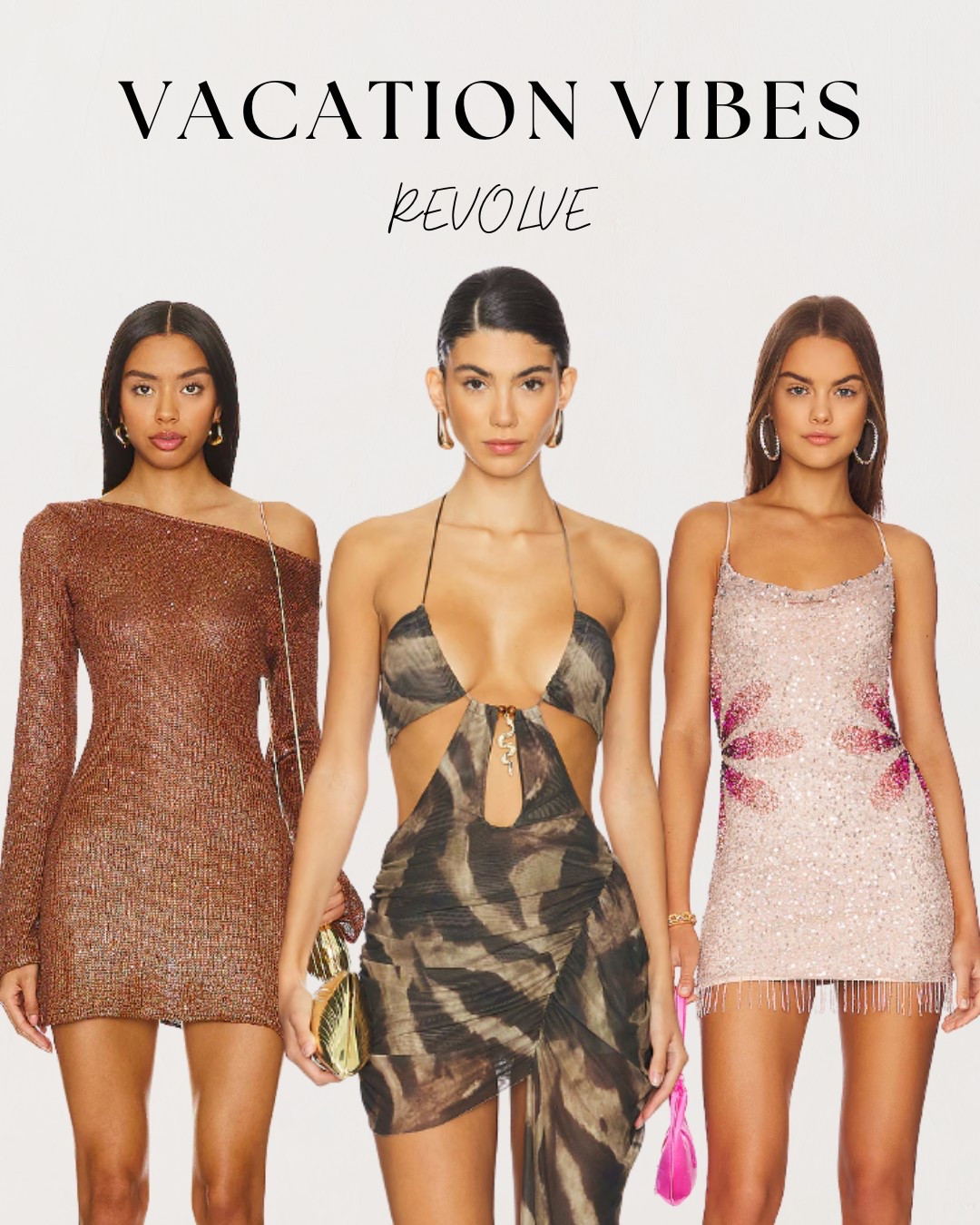 These Revolve dresses are serving vacation vibes with glam textures, bold cutouts, and party-ready sparkle. From the one-shoulder metallic mini to the sultry mesh cutout dress and the sequin fringe moment, each look is perfect for tropical getaways or girls’ night out. Shop these statement styles now on LTK to elevate your vacation wardrobe.

#LTKSeasonal #LTKFestival #LTKTravel