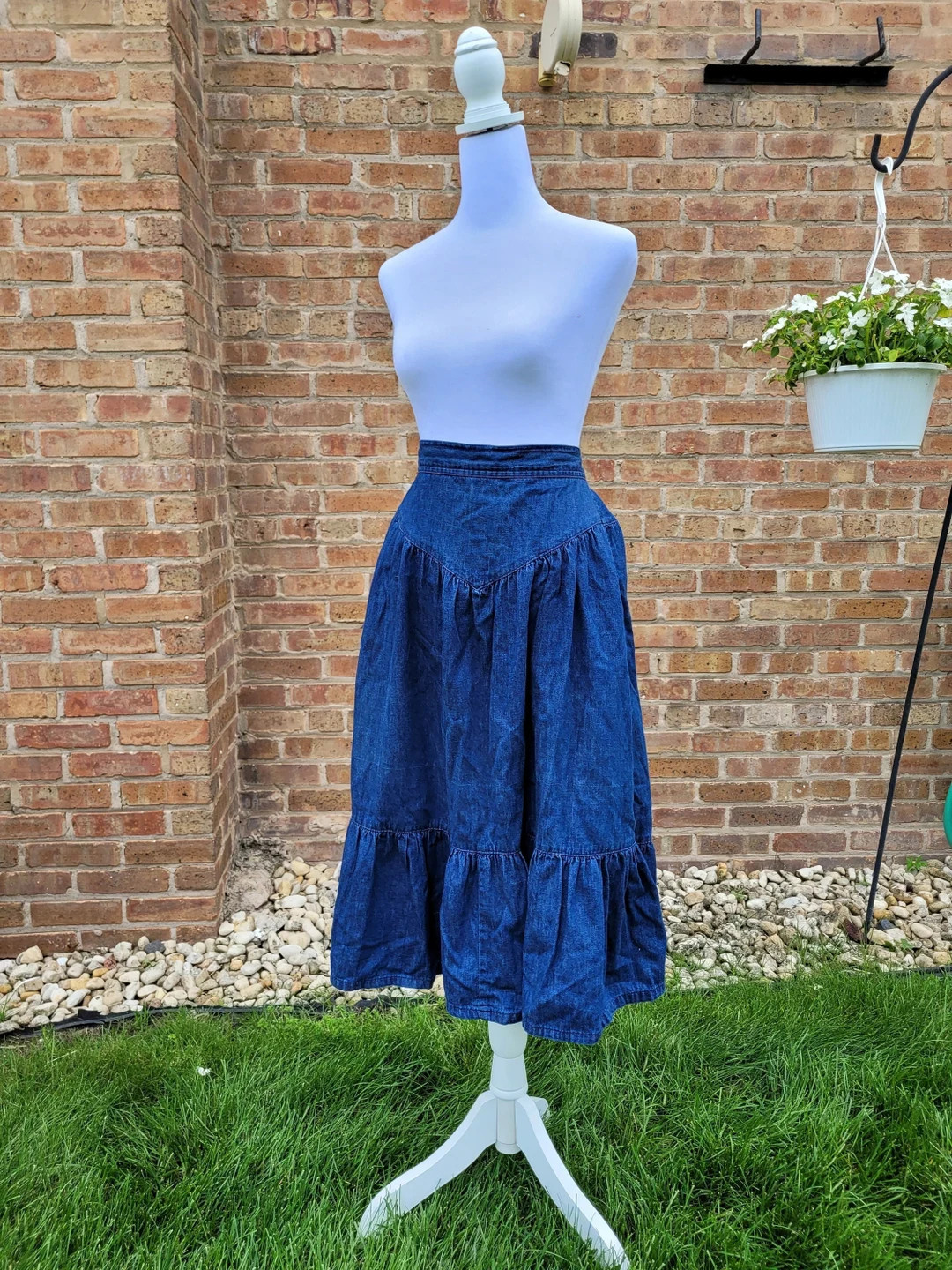 Denim Peasant Style 80s 90s Skirt Cute Waist Detail - Etsy Switzerland | Etsy (EU)