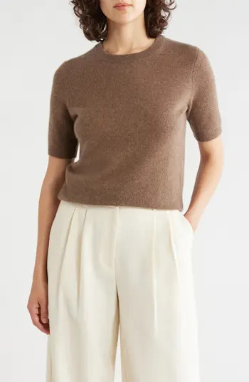 Nordstrom Short Sleeve Cashmere Sweater in Brown Medium Heather at Nordstrom Rack | Nordstrom Rack