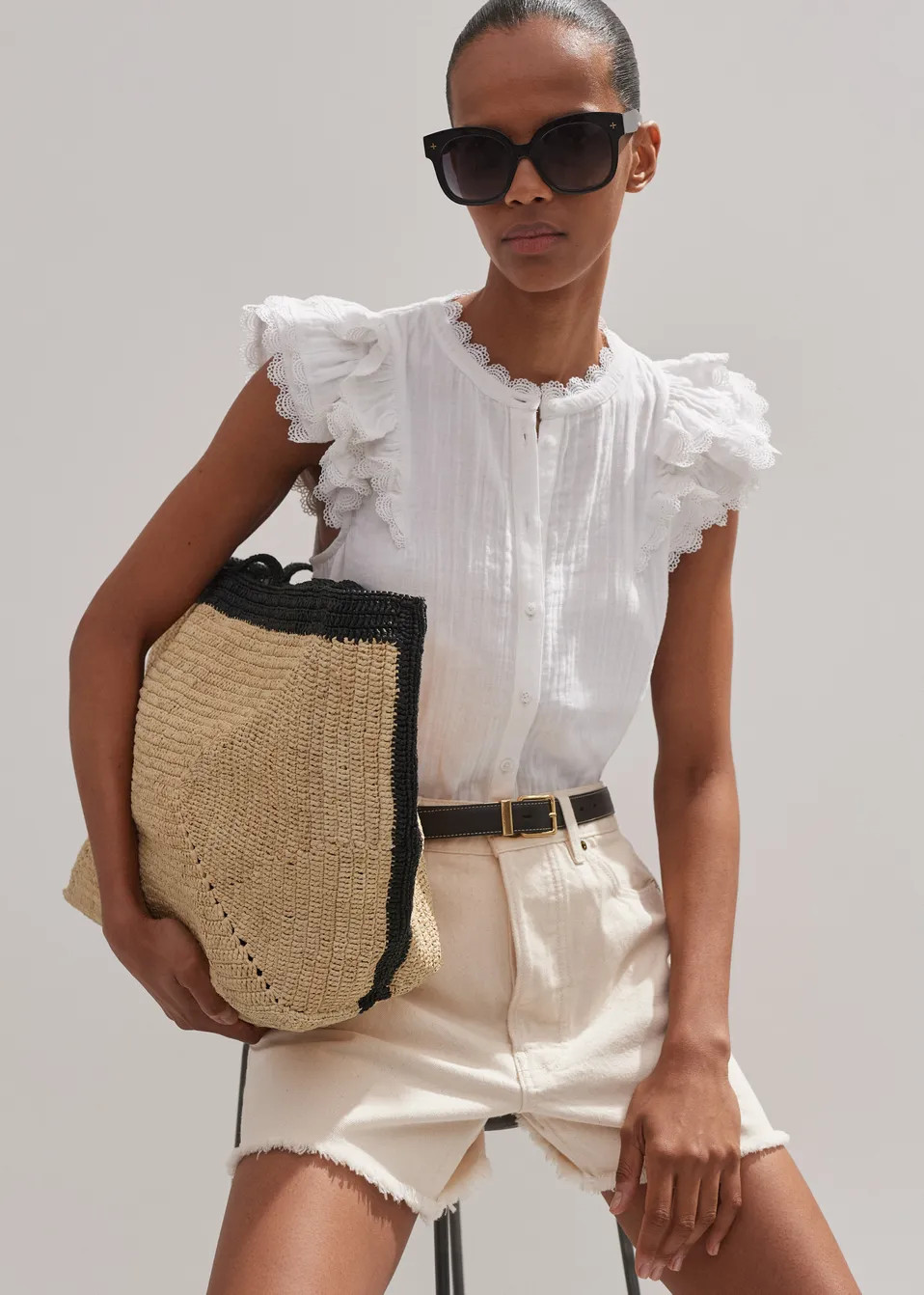 Cheesecloth Ruffle Sleeveless Blouse | ME+EM US