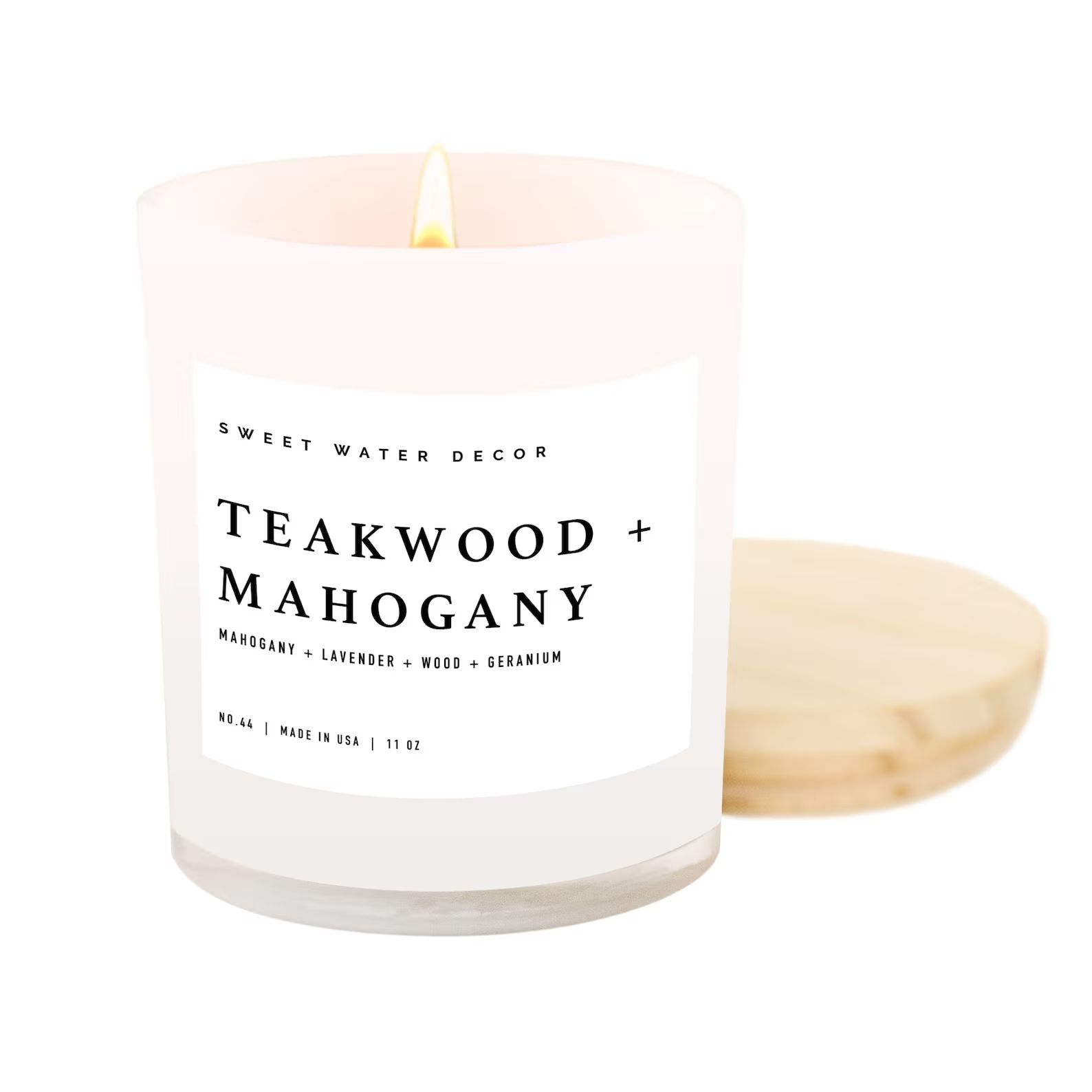 Teakwood and Mahogany Soy Candle  White Jar  Wood Lid  - Etsy | Etsy (US)
