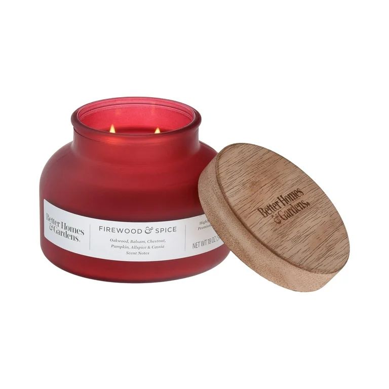 Better Homes & Gardens Firewood & Spice Scented 2-Wick Jar Candle 18oz Frosted | Walmart (US)