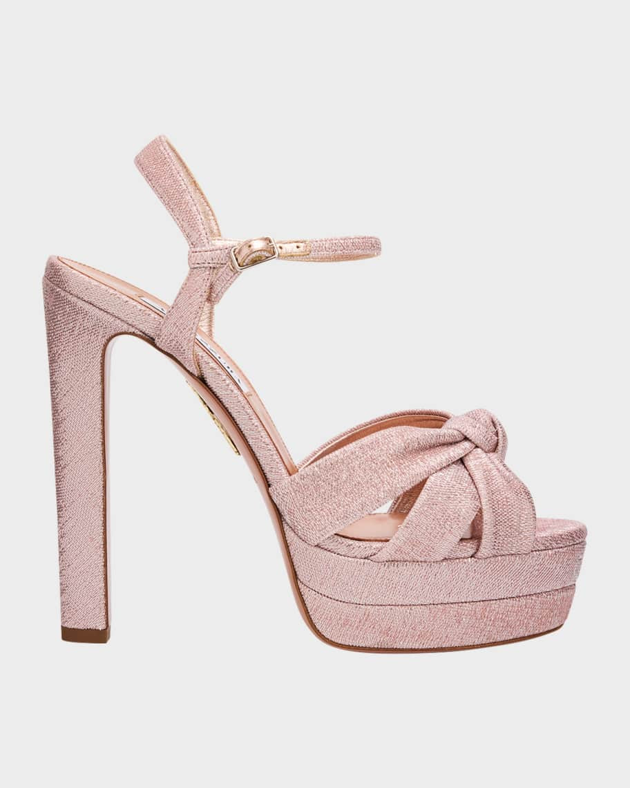 130mm Nina Metallic Knot Platform Sandals | Neiman Marcus