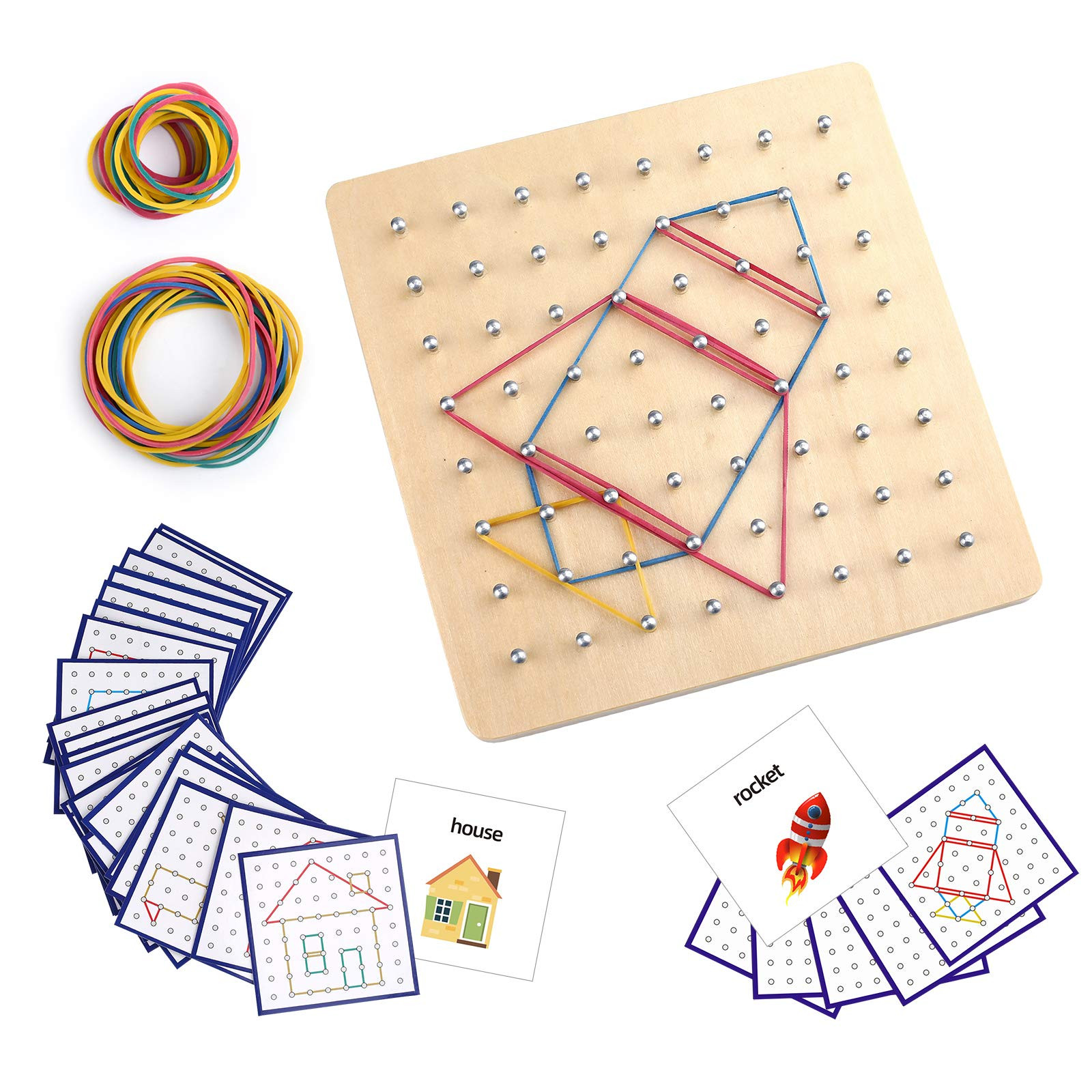 Thoth Montessori Wooden Geoboard Mathematical Manipulative Material Array Block Geo board with 36... | Amazon (US)