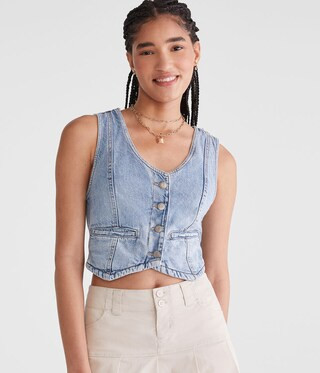 Cropped Denim Vest | Aeropostale