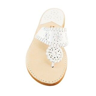 Palm Beach Handcrafted Classic Leather Sandals - White/White, Size 6 | Bed Bath & Beyond