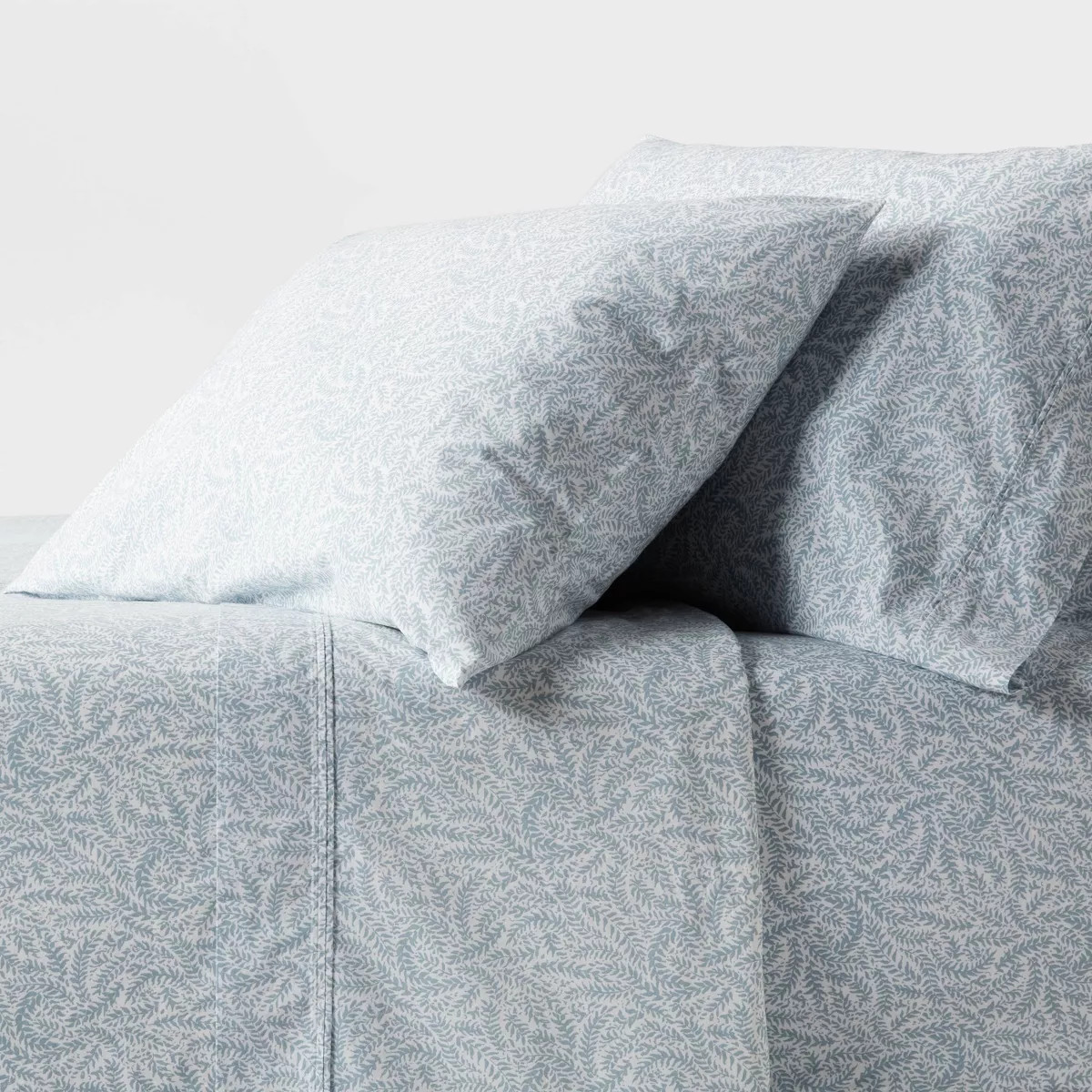 Full 250 Thread Count Organic Percale Sheet Set Sage Green Stripe - Threshold™ | Target