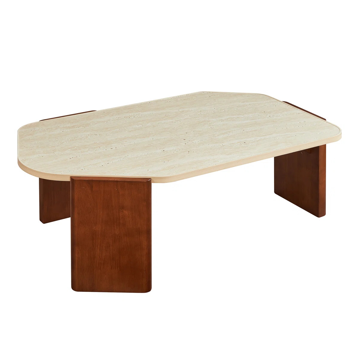 Modern Irregular Travertine Texture Coffee Table – 44" Stone Accent Table For Living Room, Mini... | Wayfair North America